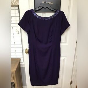 Talbots polyester dress size 10 color deep purple, very dressy